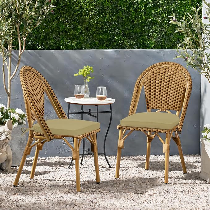 HARBOREST Outdoor Chair Cushions Set of 2, Water Resistant Patio Chair Cushions with Ties, Outdoor Seat Cushions for Patio Furniture, 17"x16"x2", Khaki - Image 7