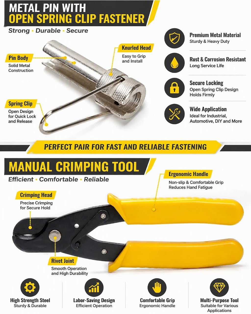 F Compression Tool Coax Cable Crimper Kit, Adjustable RG6 RG59 RG11 75-5 75-7 Coaxial Cable Stripper with F Compression Connectors Pack of 10 - Image 4
