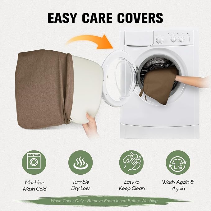 kingphenix Chair Cushions for Dining Chairs, Set of 6, 2.5 Inches Thick | High-Density Foam Kitchen Chair Cushions with Ties, Non-Slip Bottom and Removable Machine-Washable Covers, 17 x 16 in, Brown - Image 4