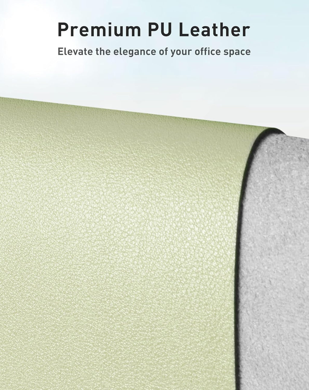 Aothia Faux Leather Desk Mat - Large Mouse Pad, Non-Slip PU Leather Blotter, Waterproof Writing Surface for Office and Home (Grass Green, 40" x 24") - Image 2