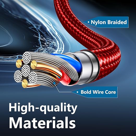 USB A to USB C Cable, 5 Pack Type C Fast Charger Cord (Red) | 3/3/6/6/10ft Nylon Braided Data Transfer Wire for iPhone 17/16/15 Plus/Pro Max iPad Air Ps5 Controller Samsung Galaxy - Image 3