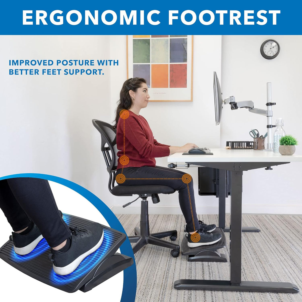 Mount-It! Foot Rest Under Desk, Large 17.5x13.5 in, 20° Tilt & Texture - Image 3