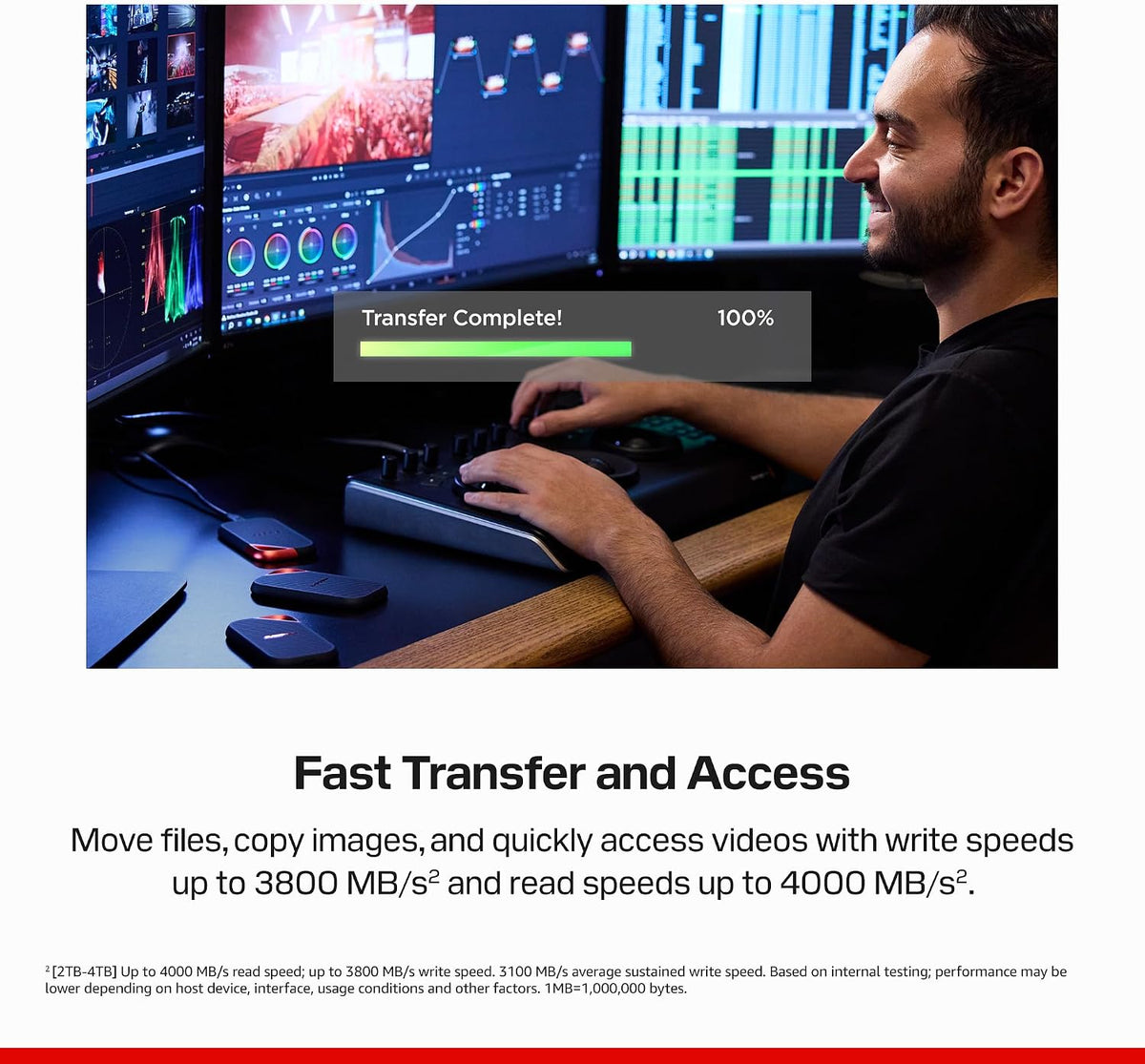 Sandisk 4TB Extreme PRO Portable SSD, Up to 4000MB/s Read Speeds -New Model - Image 2