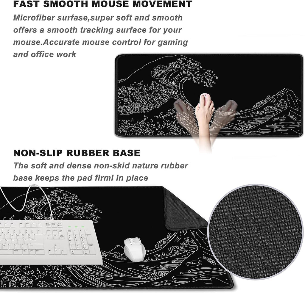 Large Gaming Mouse Pad, XXL Extended Keyboard Mouse Mat with Stitched Edges - Image 2