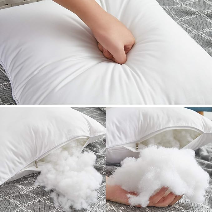 Oubonun 20 x 20 Throw Pillow Inserts (Set of 2) with 100% Cotton Cover - 20 Inch Square Interior Decorative Sofa Pillow Insert Pair - White Couch Pillow - Image 6