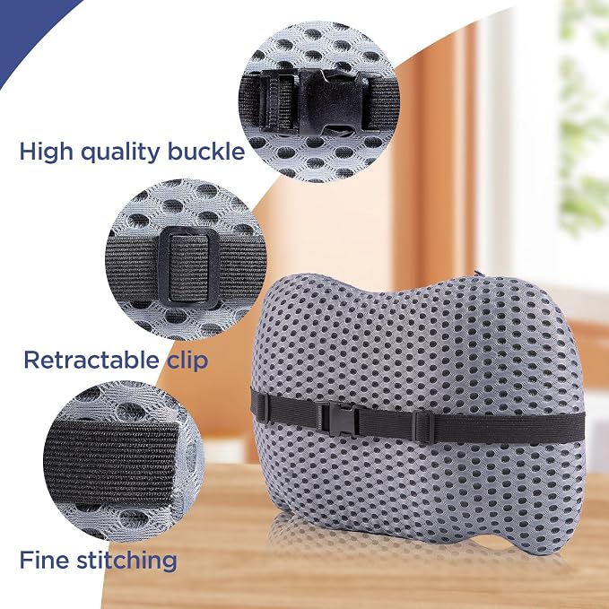 Lumbar Support Pillow for Office Chair, Memory Foam Car Back Cushion | Lumbar Pillow Lower Back with 4d Mesh Cover Adjustable Straps, Ergonomic Chair Back Pillow for Office, Car, Gaming Chairs - Image 3