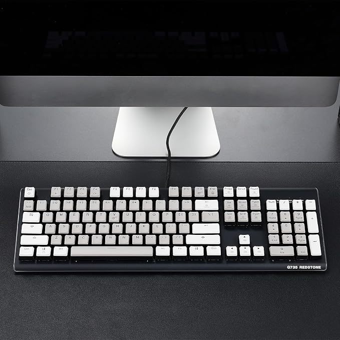 Hexgears GK735 Wired Full Size Mechanical Keyboard, Aluminum Housing Built for Gamers w/Kailh Box Brown Switch, White Backlit + Surrounded by RGB Light Strip, 104 Keys Gaming Keyboard for PC/Mac - Image 5