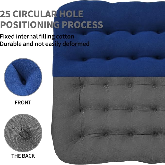 BUYUE Good Support Office Chair Cushion Padded, Soft Velvet Comfortable Non-Slip Seat Cushion for Computer Desk Kitchen Chair (1 Count, Blue) - Image 3