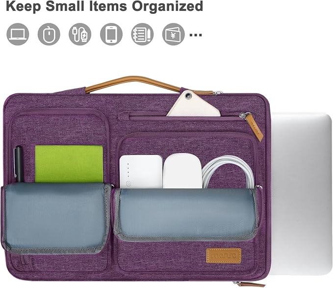 MOSISO 360 Protective Laptop Case 16 inch, 15-15.6 inch Laptop Sleeve | Compatible with MacBook Pro 16, HP Acer Dell Lenovo ASUS, Side Open Carrying Case with 4 Zipper Pockets, Argyle Purple - Image 2