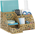 EasyPAG Desk Organizer and Pen Holder for Desk, Mesh Office Supplies Storage Caddy with Drawer for Small Space, Desktop Organizer for Home Office, Gold by EasyPAG