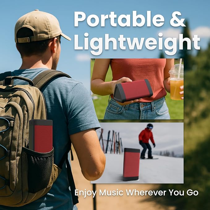 OontZ Angle 3 Gen 4 Portable Bluetooth Speaker, 12W, 24-Hour Playtime, Red | Compact 12W Bluetooth speaker with clear sound,100-ft range, IPX5 waterproof, AUX Input, USB-C Charging Cable. - Image 6