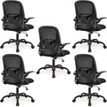 5-Pack Office Chair Ergonomic Desk Chair with Flip up Armrests Swivel Breathable Desk Mesh Computer Chair with Adjustable Lumbar Support and Height for Conference Room (Black) by Primy