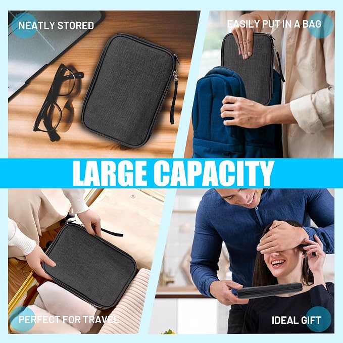 Travel Cable Organizer Bag, Electronics Organizer Tech Pouch with Double Layers for Cords, Chargers, Phone, Earphones, USBs, SD Cards - Travel Essentials Portable Waterproof Tech Pouch - Image 7