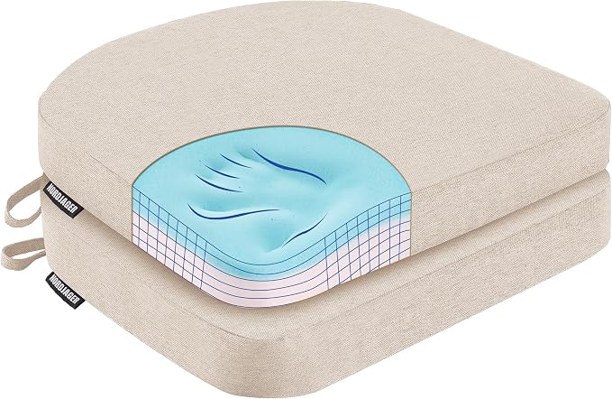 Nordjager Chair Cushions for Dining Chairs, 2 Pack Memory Foam Cushion | 2.5" Thick Chair Cushion; Waterproo Surface with 17" x 16" Size for Kitchen & Dining Chairs, Secure Ties and Washable Cover. by Nordjager