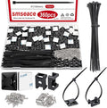 smseace 360Pcs Strong Back-Glue Self Adhesive Black Cable Zip Tie Mounts Kit with 6inch Zip Ties and Screws, UV Protection Outdoor Sticky Wire Fasteners Cable Clips Management by smseace