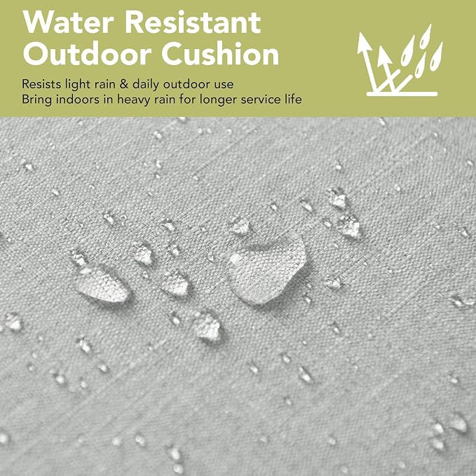 Outdoor Chair Cushions D Shaped, Set of 6, 17 x 16 Inch, Light Grey | Water Resistant, Fade Resistant, Patio Furniture Seat Chair Pads Replacement with Ties, Non-Slip Bottom, Removable Cover - Image 4