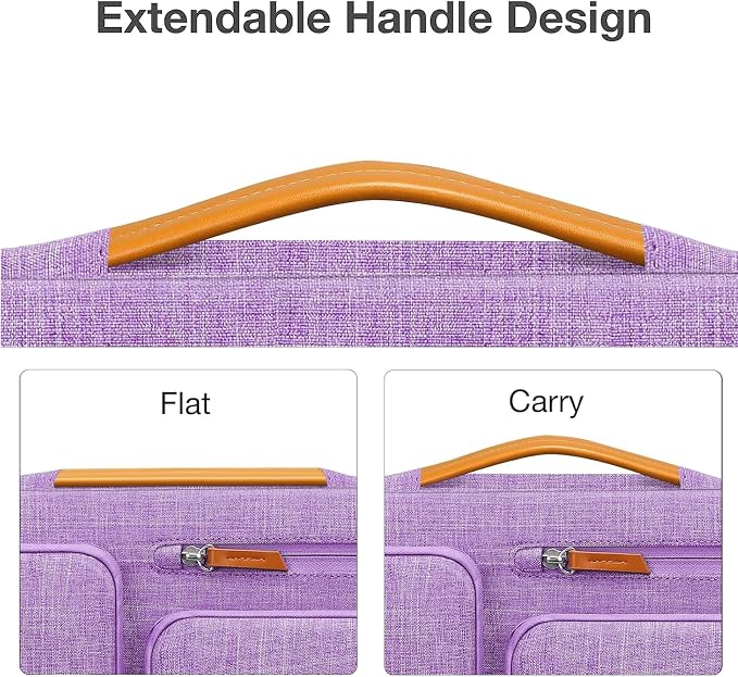 MOSISO 360 Protective Laptop Case 14 inch, 14 inch Laptop Sleeve | Compatible with HP Lenovo Dell ASUS Acer,HP Stream,Dell Latitude, Side Open Carrying Case with 4 Zipper Pockets, Lilac - Image 5