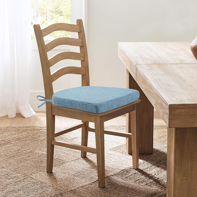 Chair Cushions for Dining Chairs, Non Slip Chair Pads with Ties and Covers, Memory Foam Kitchen Chair Cushions Set of 6, 16"X16"X2.5", Light Blue - Image 7