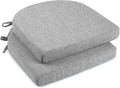 downluxe Indoor Chair Cushions for Dining Chairs, Soft and Comfortable Textured Foam Kitchen Chair Pads with Ties and Non-Slip Backing, 16" x 16" x 2", Light Grey, 2 Pack by Downluxe