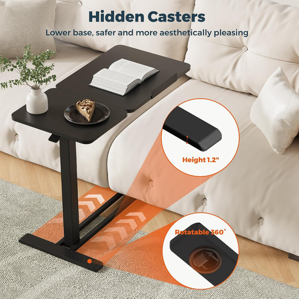 32''Large Pneumatic Overbed Tilting Bedside Table,Desk with Wheels - Image 6