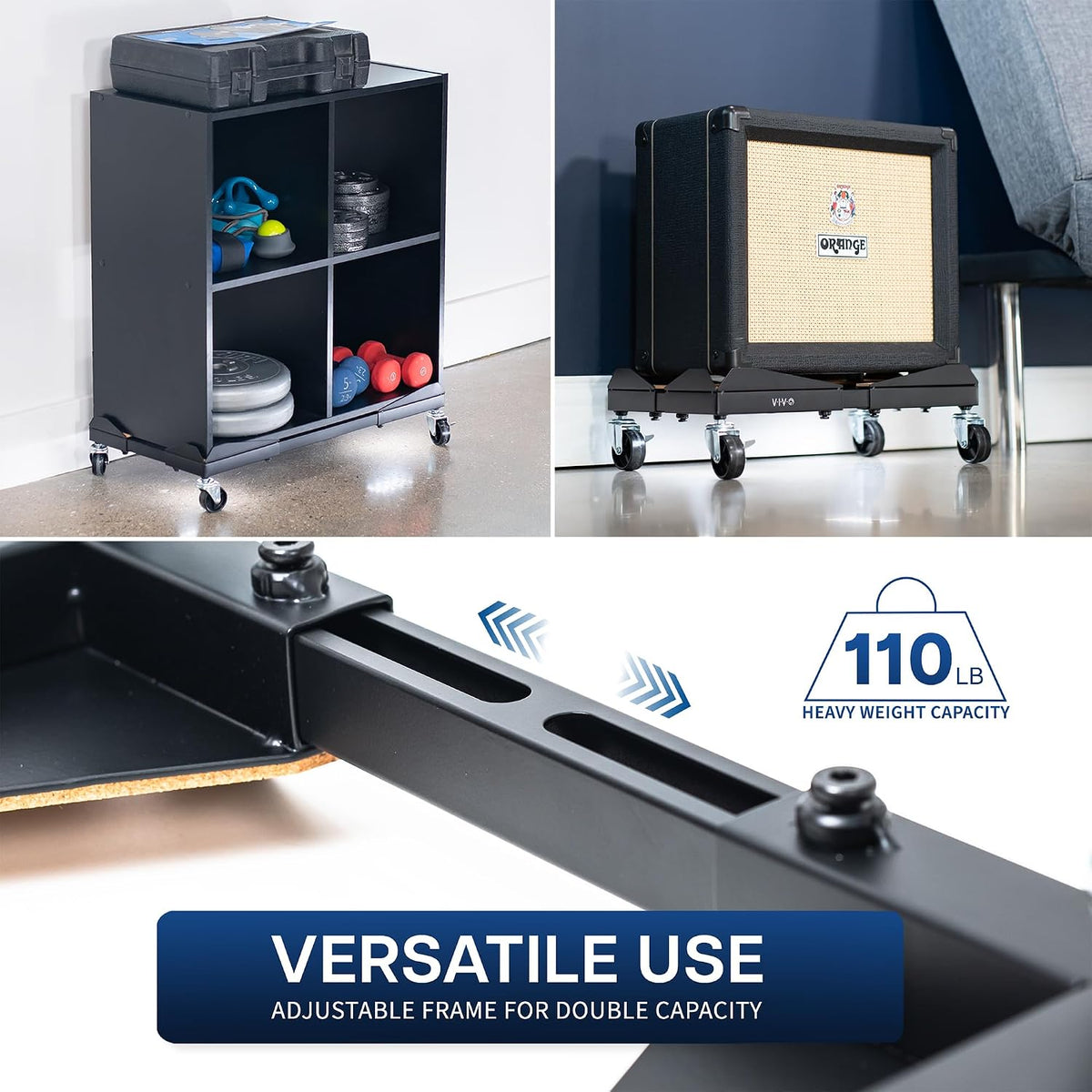 VIVO Premium Mobile Adjustable Large Steel Under Desk PC Cart - Image 7