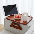 Bamboo Couch Arm Table with Device Holder, Clip On Tray. for TV Dinners, Remotes, Drinks, Snacks and Small Spaces (Rectangular with Device Holder, Brown, Large 15.75 x 11) by Shamrock Home