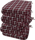 AAAAAcessories D-Shaped Chair Cushions, 2" Thick Dining Chair Pads with Ties and Removable, Machine-Washable Cover, 17" x 16", Set of 8, Red Checkered by AAAAAcessories