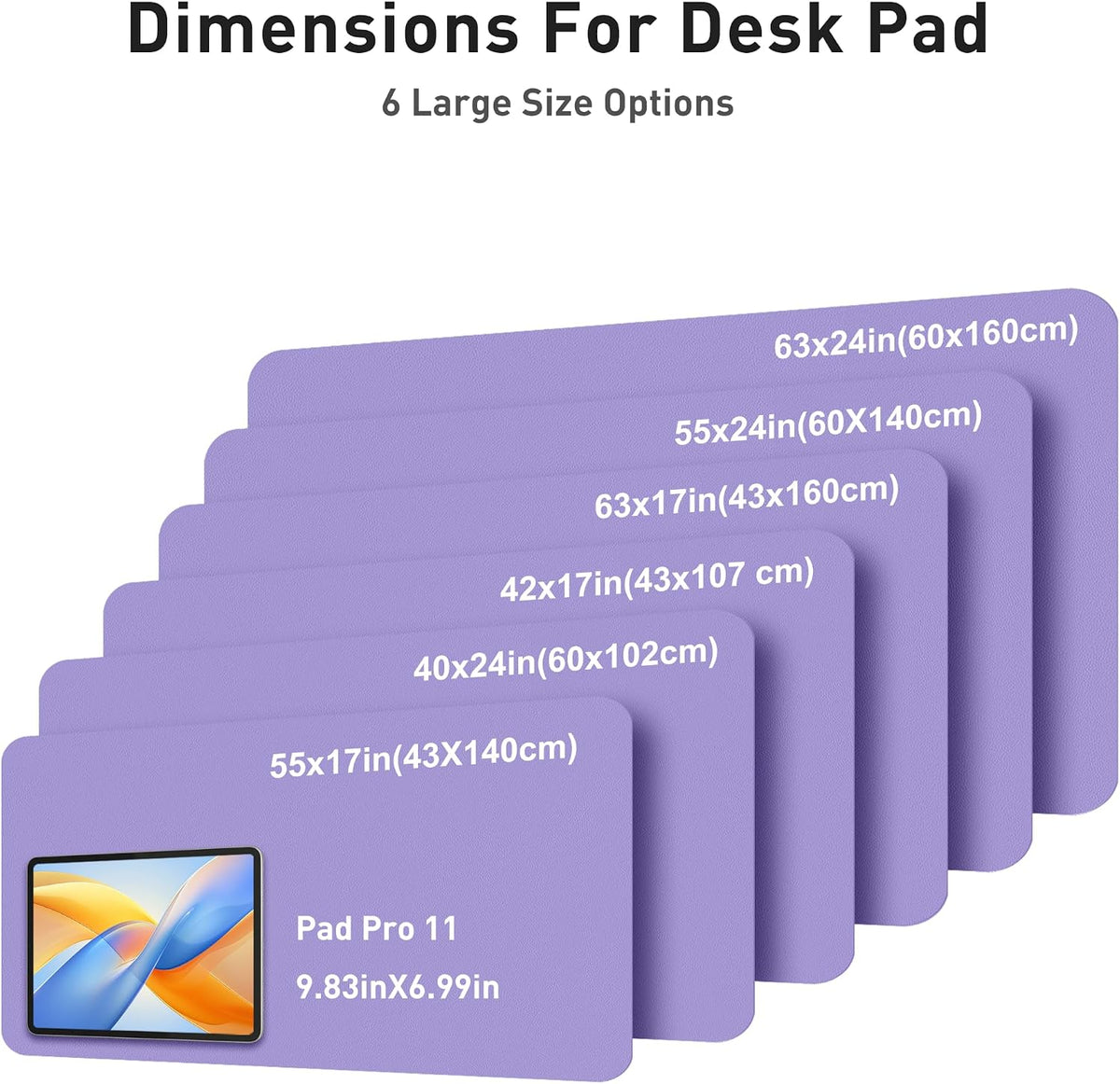 Aothia Faux Leather Desk Mat Mouse Pad, 40" x 24", Light Purple - Image 2