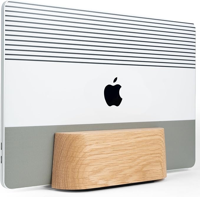 COREMINDED Adjustable Vertical Laptop Stand for Desk, Wooden Laptop Holder, MacBook Pro Stand, Wood Mac Air Dock (Solid Oak) by COREMINDED