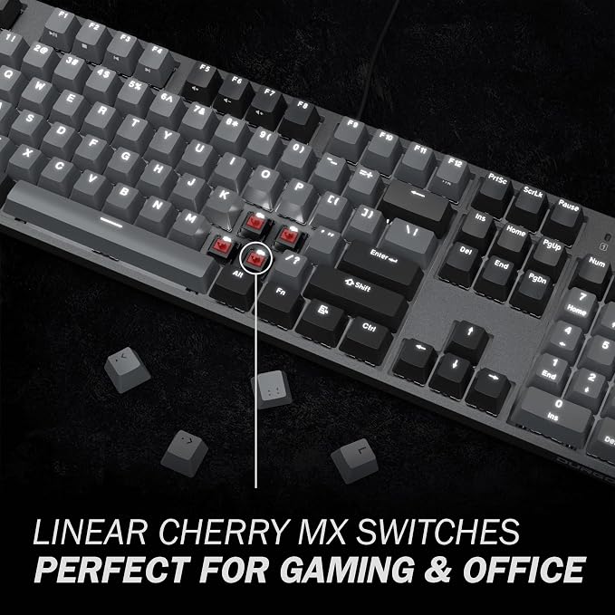 DURGOD Taurus K310 Mechanical Keyboard | Backlit | 104 Keys Full Size | USB C Wired | Doubleshot PBT Keycaps | Programmable Keys | NKRO Rollover | for Windows & Mac | Cherry MX Red, Corona - Image 3