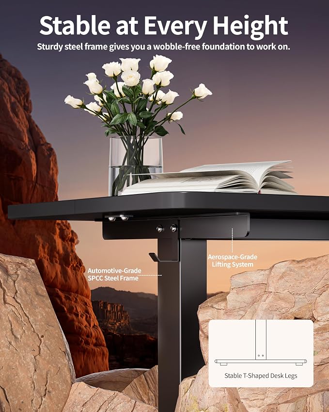 BIZUM Electric Standing Desk 63 x 24 Inch Computer Desk-Gaming Desk Black Home Office Desks Height Adjustable Memory Stand Up Computer Workstation - Image 6