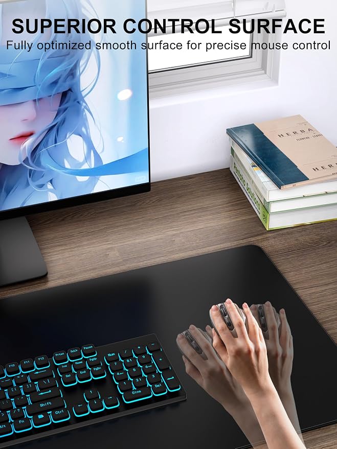 TopMade 4-in-1 Mouse Pad with 15W Wireless Charging, Foldable Phone Holder, 31.5" x 15.75" XXL Large Desk Pad, Gaming Mousepad with Ultra-Smooth Surface, Non-Slip Base, Waterproof Desk Mat, Black - Image 4
