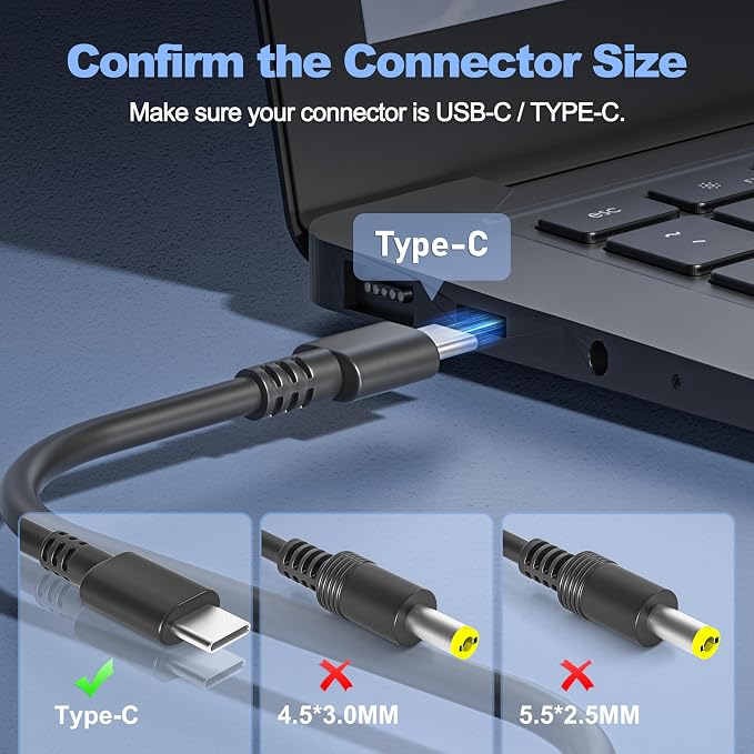 Fast Charger for 65W USB-C Chromebook Compatible with for ASUS Lenovo Acer HP Dell, Compatible with SM65CL/SM45CL/SK90A200225/SK90200325 & More USB-C Laptops | Compatible with for ASUS Lenovo Acer HP Dell SM65CL-01 SM45CL-01 & More USB-C Laptops - Image 3
