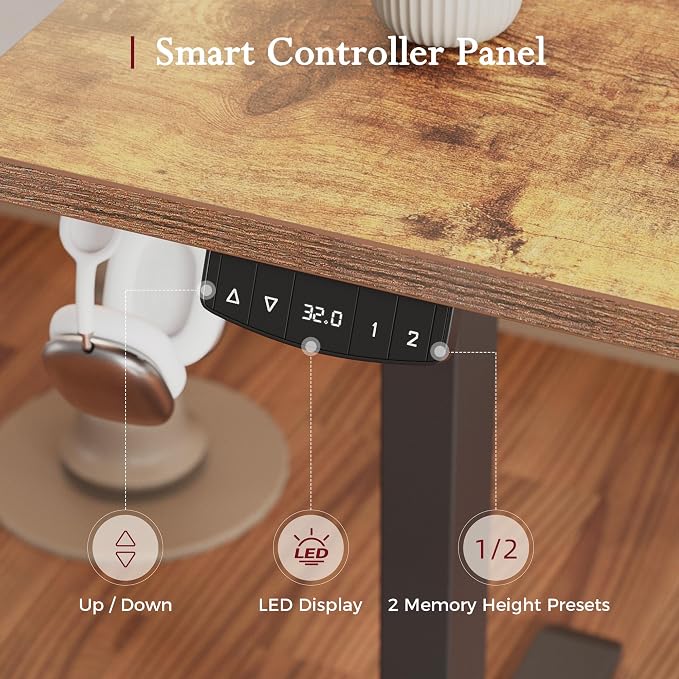 Klicelor L Shaped Standing Desk, 55 Inch Electric Height Adjustable Desk with Memory Preset, Reversible Sit Stand Up Computer Workstation for Home Office, Splice Board, Rustic Brown - Image 7
