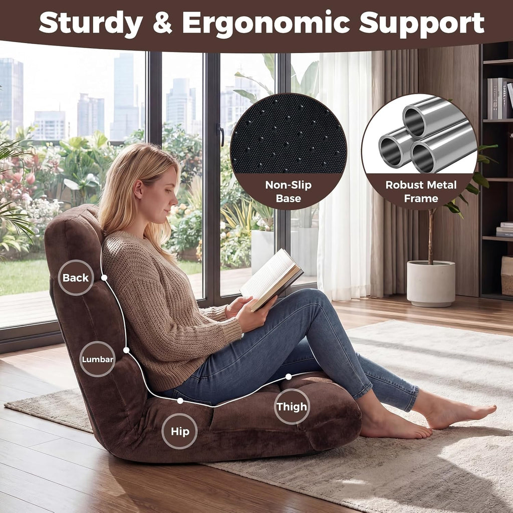COSTWAY Floor Chair, Folding Floor Gaming Chair with Back Support - Image 6