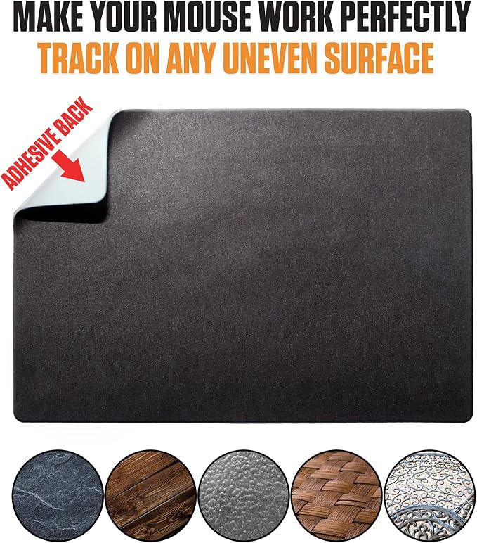 Adhesive Bottom Mouse Pad - Peel and Sticks to Any Surface - Portable - Travel Large Size (XL -Blank- Black) - Image 5