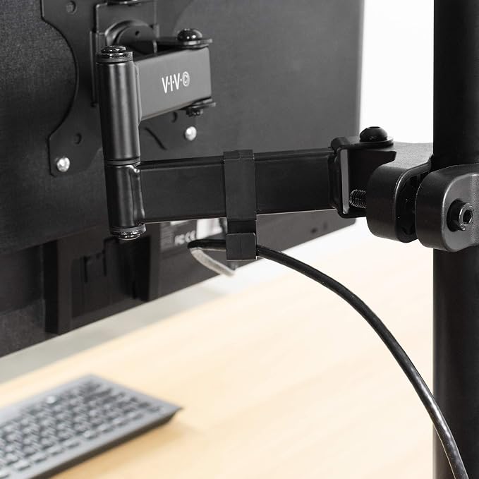VIVO Black Pole Mount Monitor Arm for 17 to 32 in Screen, MOUNT-POLE01A | Universal, Heavy Duty Steel Design, Full Motion VESA Monitor Arm, Removable 75mm and 100mm VESA Plate - Image 7