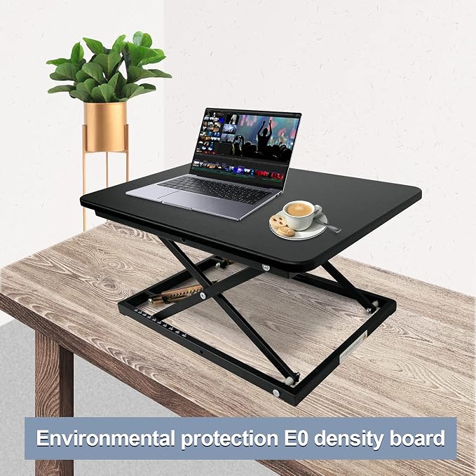 Standing Desk Converter Height Adjustable Stand Up Desk Riser - Supports 300 lbs, Fully Assembled Monitor/Laptop Riser Workstation, Black. - Image 7