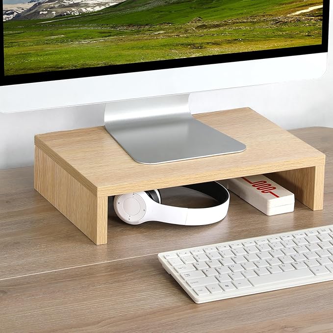 TEAMIX Wood Monitor Stand Riser for Desk - 14.2 inch, Small Laptop Stand | Natural Maple, Holds 80 lbs, Wooden Computer Stand with Storage, Ergonomic Design, Easy Assembly, For Home Office, Gaming - Image 7