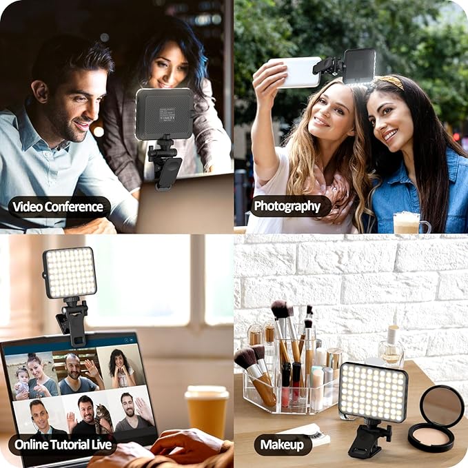 Rechargeable Selfie Light & Phone Light Clip for iPhone - Phone Laptop LED Light with Adjustable Brightness, Perfect for Selfies, Makeup, TikTok, Live Streaming & Video Conferencing (Black) - Image 5