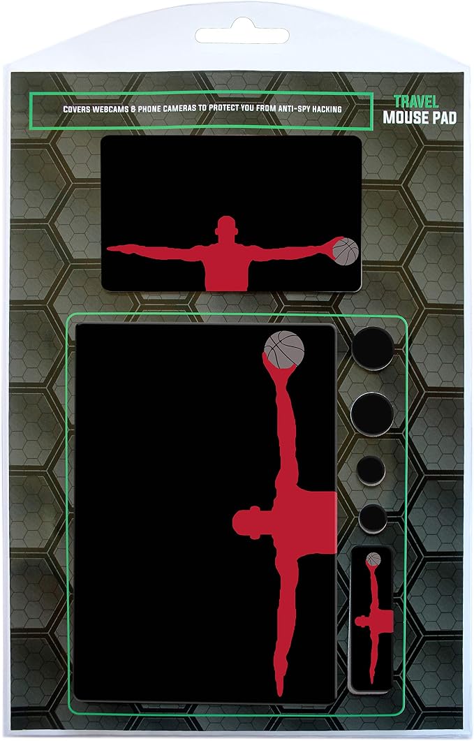 Mouse Pad Adhesive Bottom - Sticks to Any Surface - Portable - Webcam Covers and Screen Cleaner Included (Basketball) - Image 8