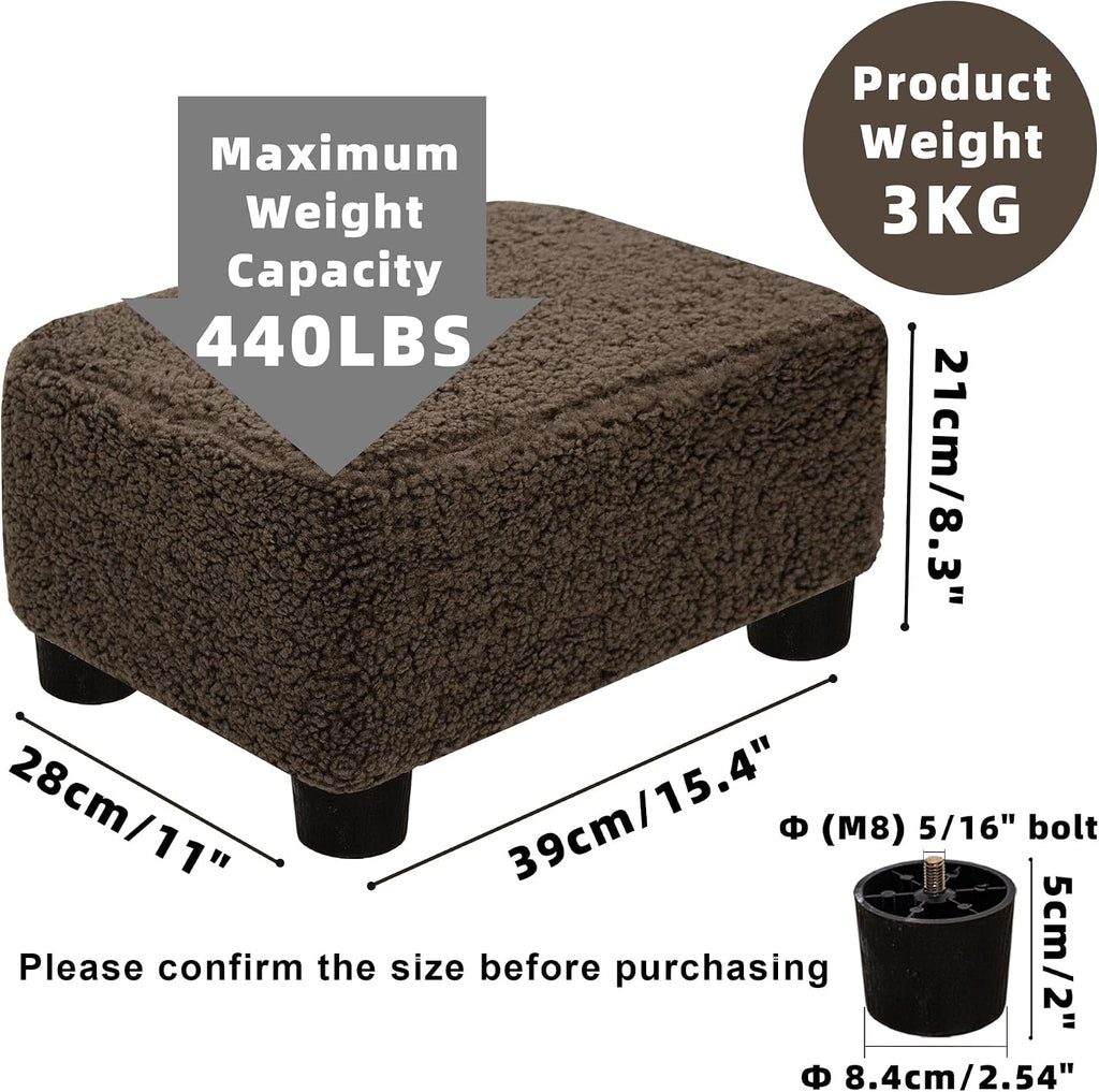 CAROLMADE Small Foot Stool Ottoman Footstool with Legs Under Desk Footrest for Living Room Bedroom and Office, Soft Brown - Image 3