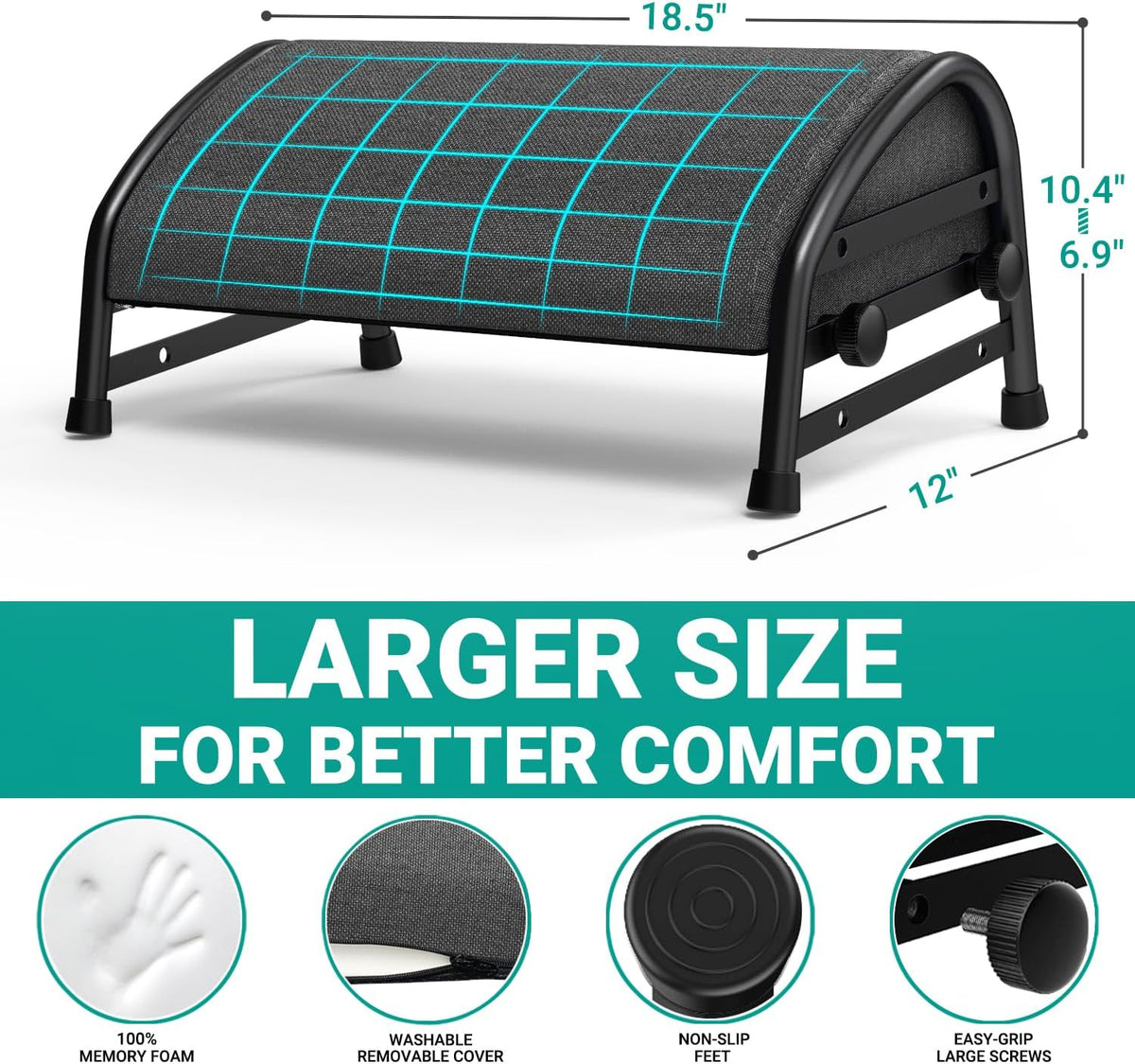 YEASHEIN Adjustable Foot Rest for Under Desk at Work, Ergonomic Foot Stools - Image 2