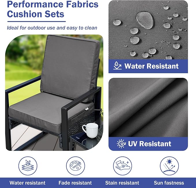 IPYNBAP Outdoor Cushions, Outdoor Chair Cushions 24x24x4 Inch, Cushions for Outdoor Furniture with Removable Cover, Waterproof & Fade Resistant Outdoor Seat Cushions for Patio, Lawn, Dark Grey - Image 4