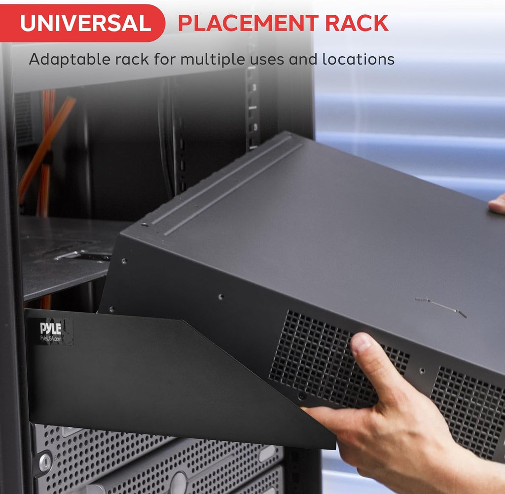 Pyle 19-Inch 2U Server Rack Shelf, Vented Shelves for Good Air Circulation, Cantilever Mount, Wall Mount Rack, Universal Device, Cabinet Shelf, Computer Case Mounting Tray, Black - Image 4