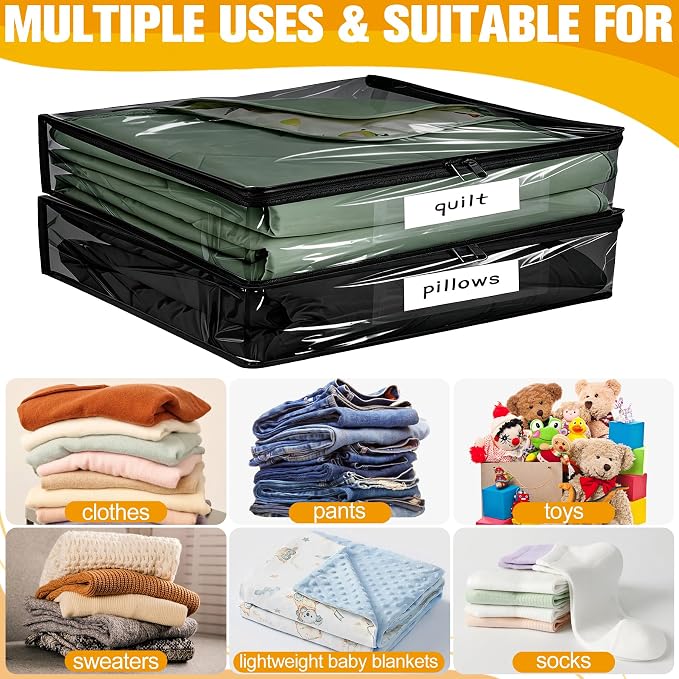 Plastic Storage Bags with Easy-Glide Zipper, Pack of 8, Durable Clear Vinyl Zippered Storage Bags for Clothes Sweaters Comforters Blankets Sheets Bedding (18 x 15 x 9 Inch, Transparent Black) - Image 5