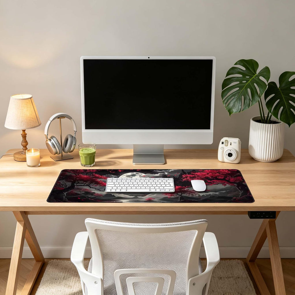 Brecoy Large Mouse Pad, Extended Mat Desk Pad, 3mm Thick Long Non-Slip Rubber Base Mice Pad, 31.5 X 11.8 Inch (Japanese Full Moon) - Image 6