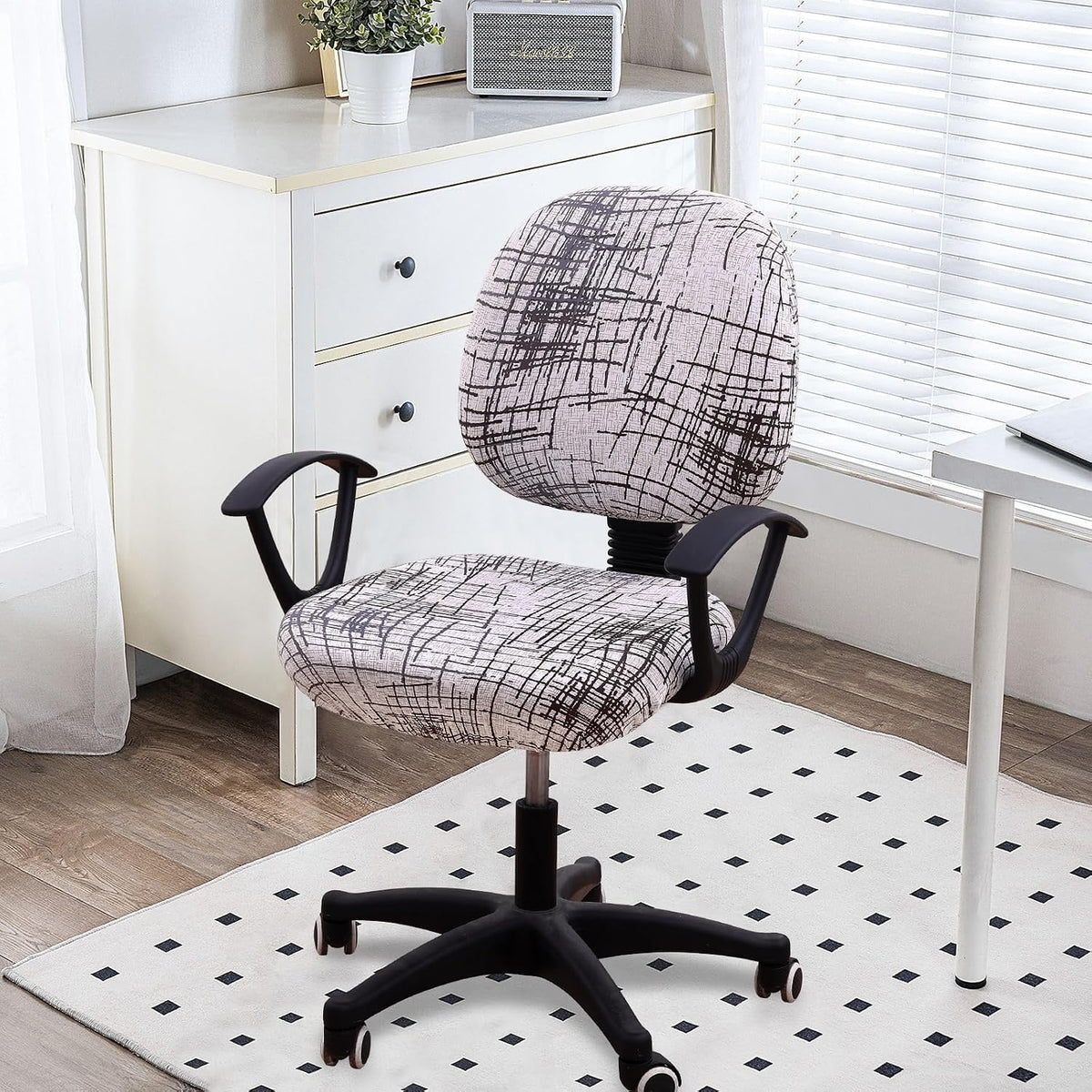 Smiry Stretch Printed Office Computer Desk Chair Covers for Seat & Backrest - Image 2