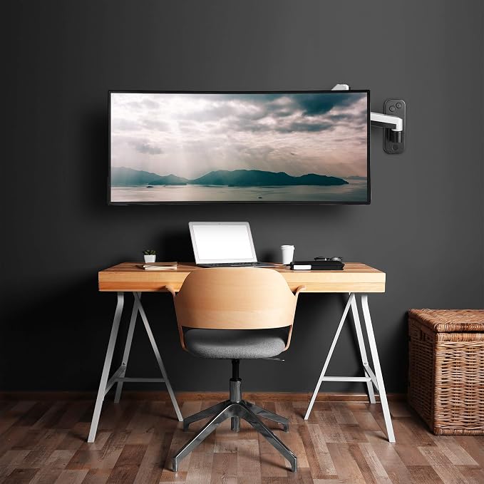 AVLT Single Extended Monitor Wall Mount for 13-32" Screens - Silver | Supports flat/curved/ultrawide screens up to 19.8 lbs. Smooth gas spring control, VESA 75x75/100x100 and clean cable routing - Image 6