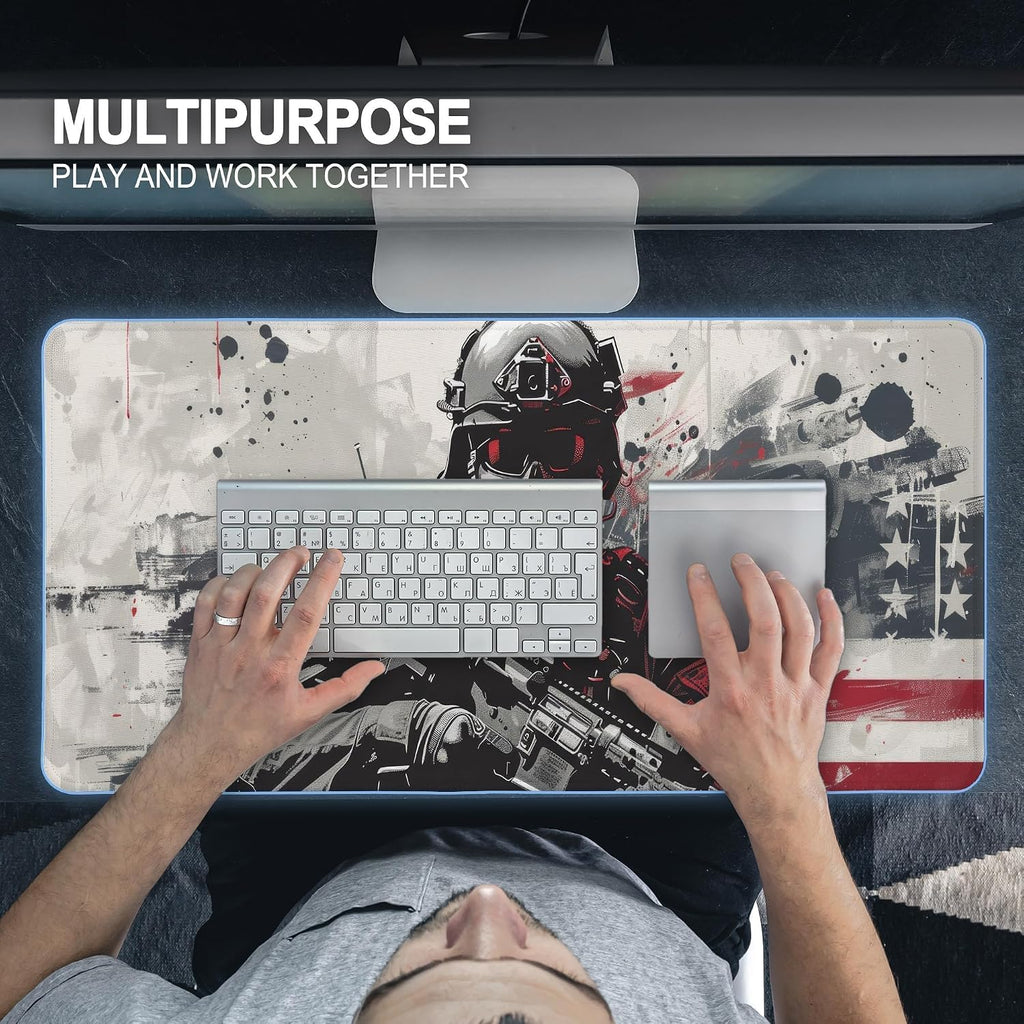 XXL Military Skull American Flag Mouse Pad Rubber Desk Mat 35.4×15.7 in - Image 7